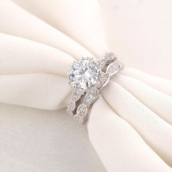 Elegant Zircon Alloy Ring – Shiny Electroplated Fashion Ring for Women