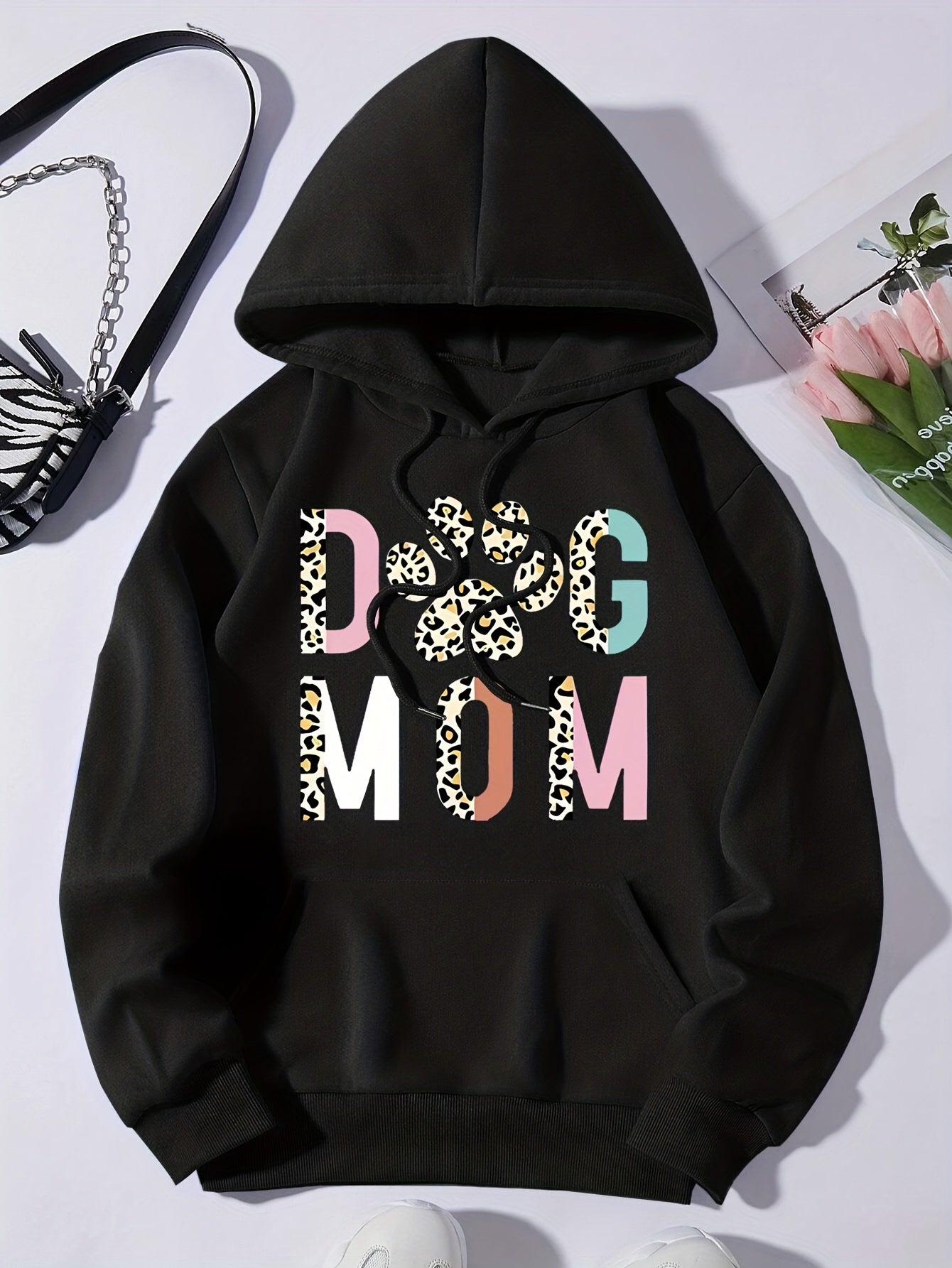 Stylish Dog Mom Print Hoodie - Fashion Hoodies for Women with Casual Long Sleeve, Drawstring, and Pocket - Soft Sweatshirt for Everyday Wear