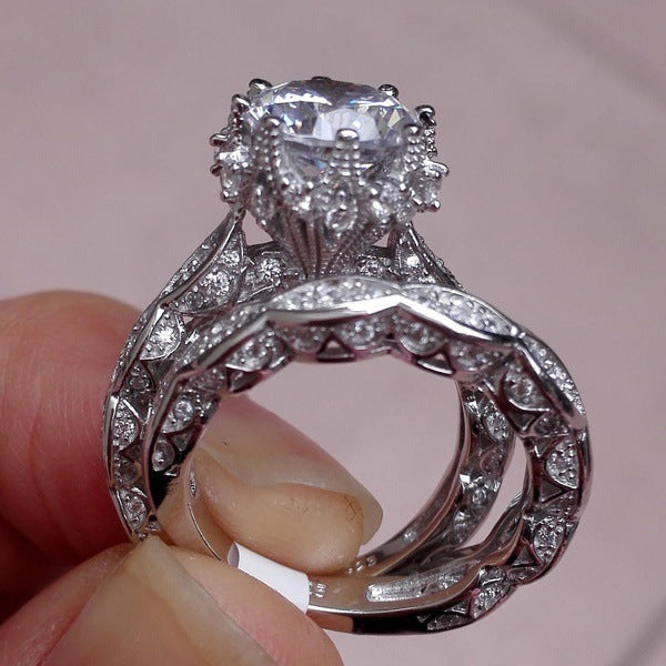Elegant Zircon Alloy Ring – Shiny Electroplated Fashion Ring for Women