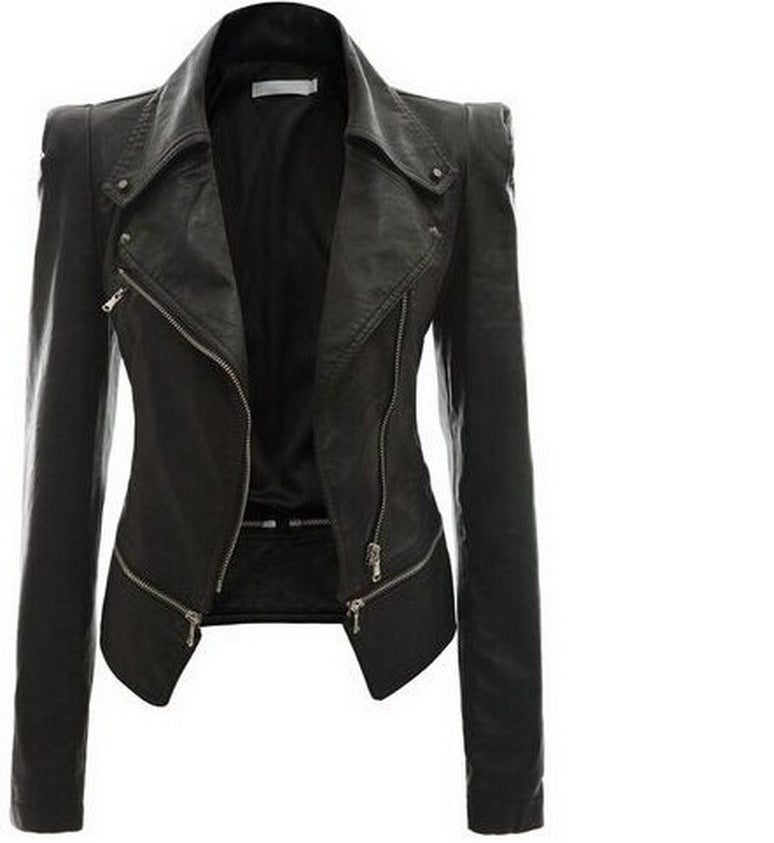 Women's Moto-Style Faux Leather Jacket