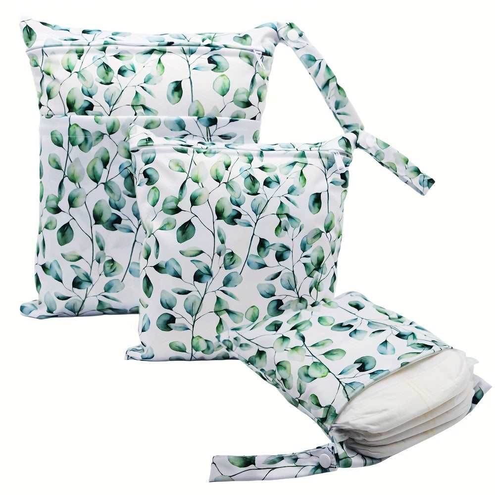 Asenappy 3pcs Waterproof Diaper Bags - Reusable, Wet/Dry Cloth Diaper & Breast Pump Organizer with Dual Zippered Pockets and Handle - Perfect for Beach, Pool, Gym, Yoga, Daycare - Mixed Colors