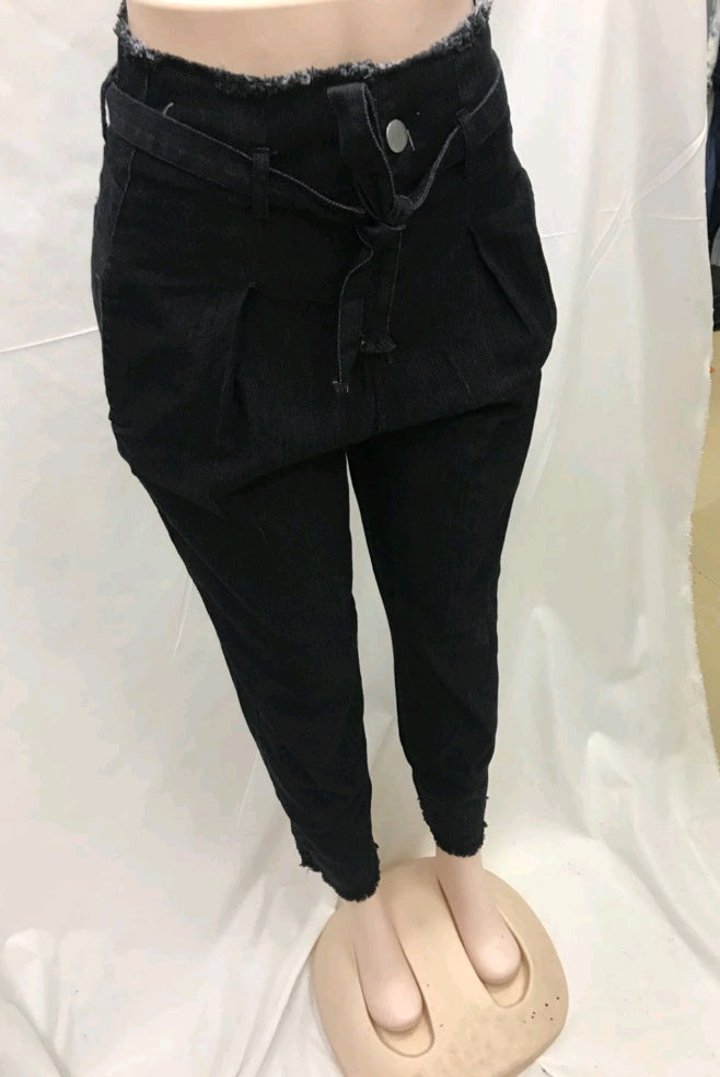 High-Waisted Washed Pencil Jeans