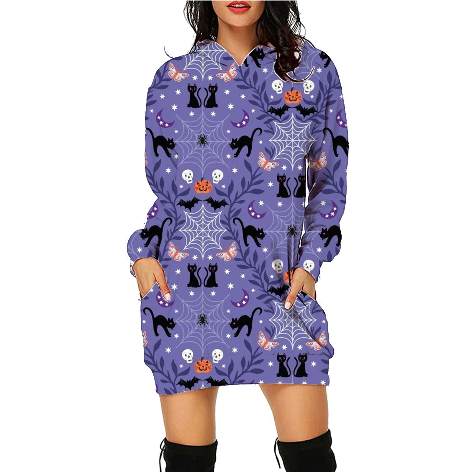 Women's Halloween Print Long Hoodie