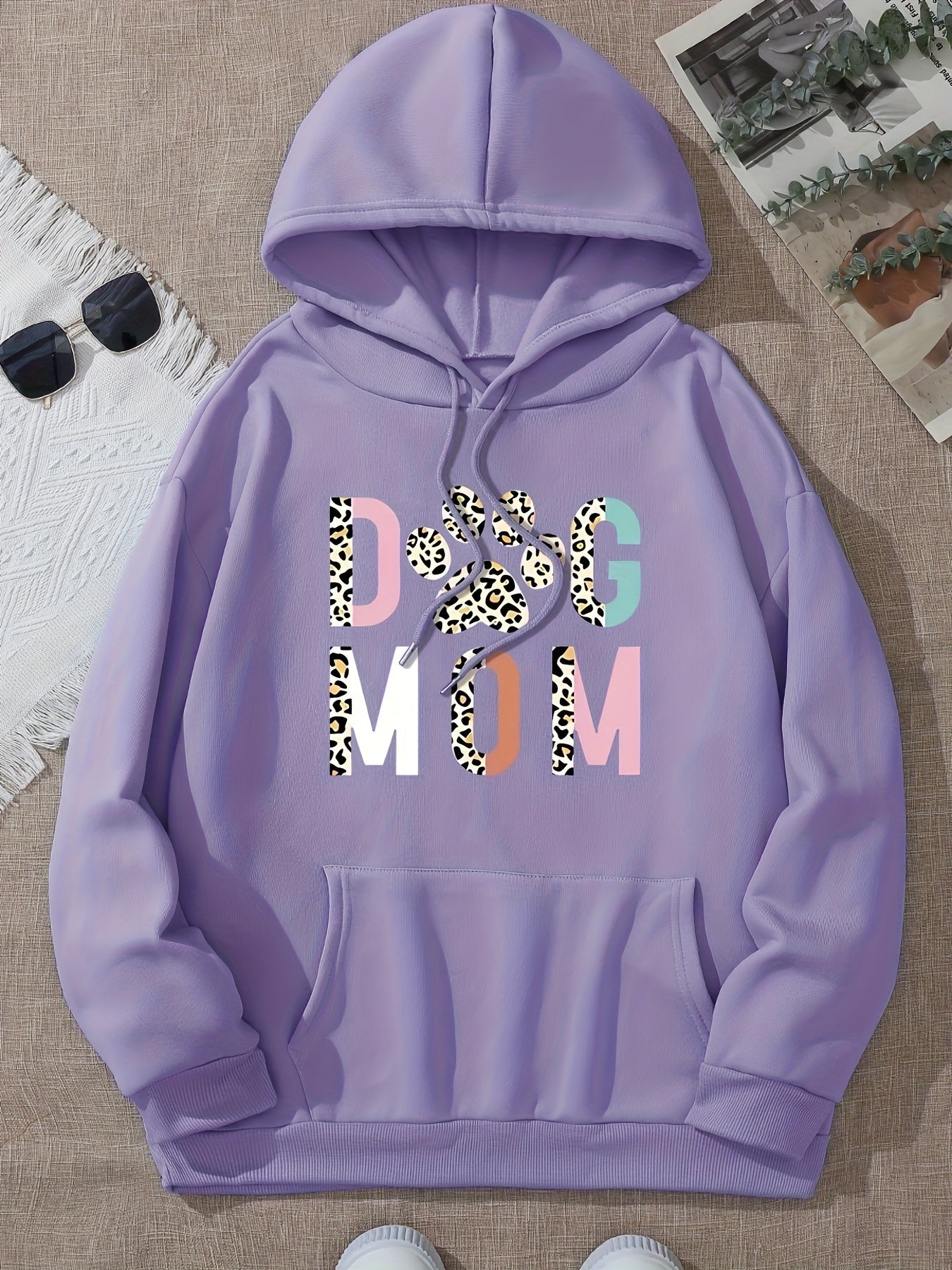 Stylish Dog Mom Print Hoodie - Fashion Hoodies for Women with Casual Long Sleeve, Drawstring, and Pocket - Soft Sweatshirt for Everyday Wear