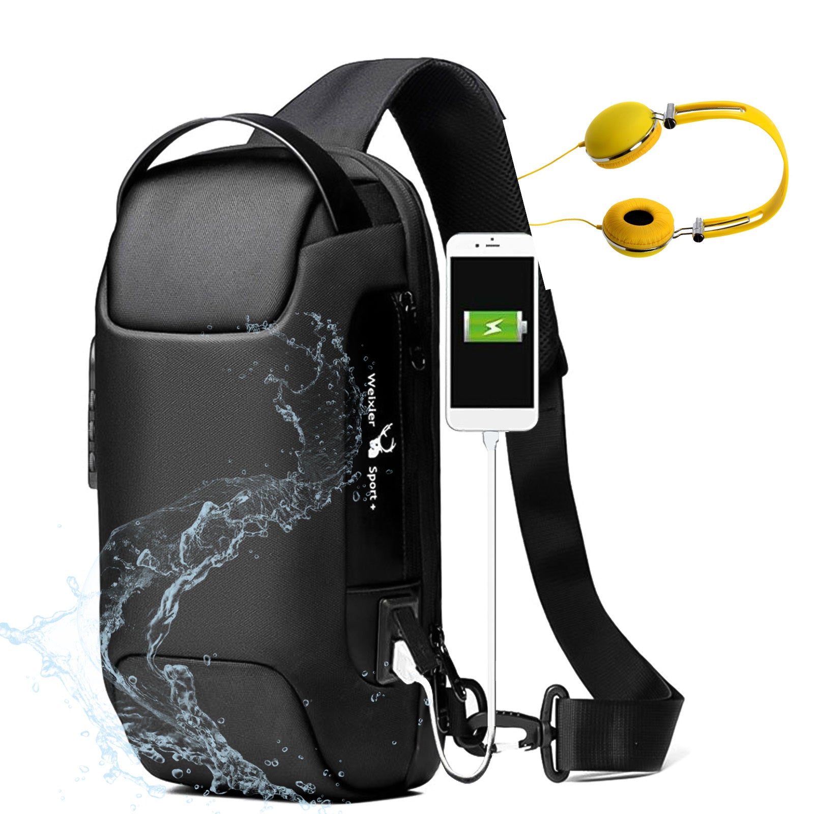 Waterproof USB Anti-Theft Crossbody Sling Bag for Men