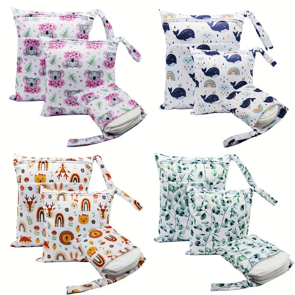 Asenappy 3pcs Waterproof Diaper Bags - Reusable, Wet/Dry Cloth Diaper & Breast Pump Organizer with Dual Zippered Pockets and Handle - Perfect for Beach, Pool, Gym, Yoga, Daycare - Mixed Colors