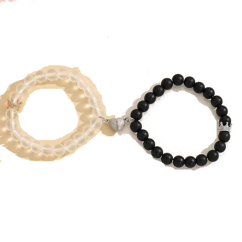 Couple’s Handmade Crown Beaded Bracelet