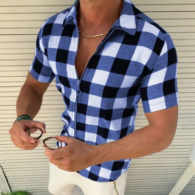 Men’s Plaid Zipper Shirt