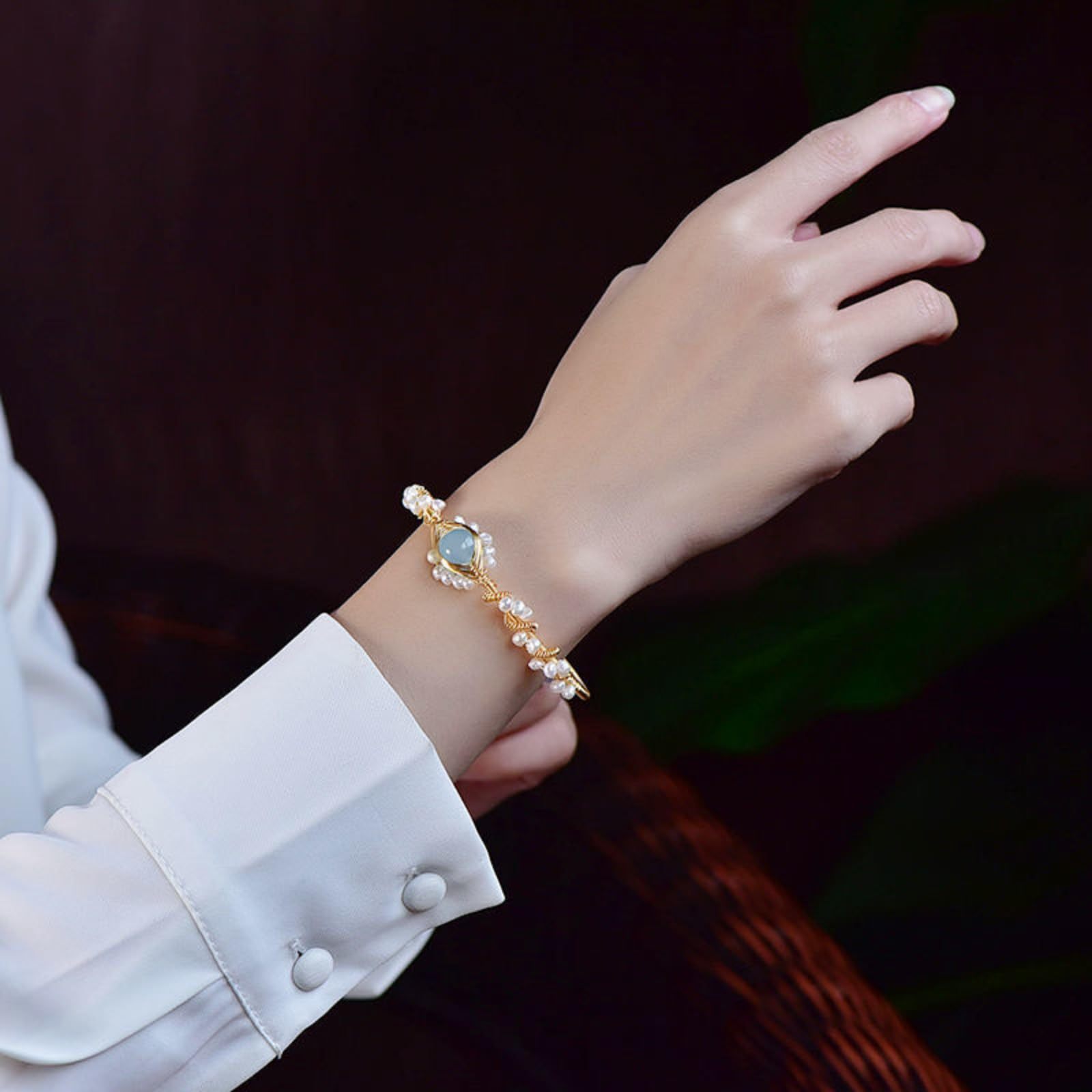 Gold-Plated Pearl Bracelet for Women