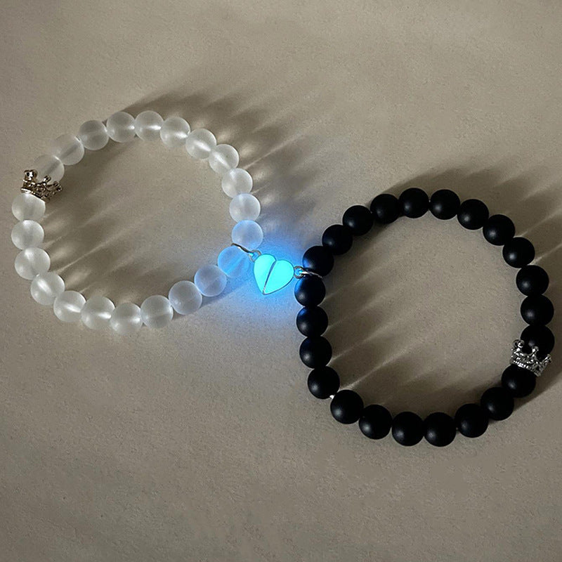 Couple’s Handmade Crown Beaded Bracelet