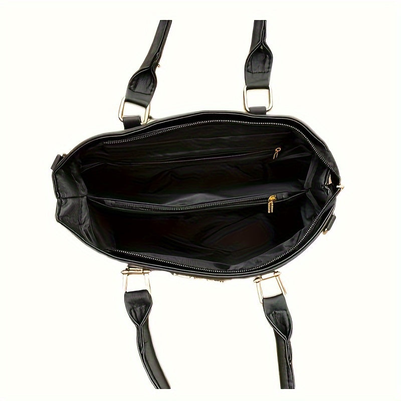 2Pcs Solid Color Handbag Set - Crossbody Bags with Fashion Tassel Decor, Simple and Stylish Design for Women