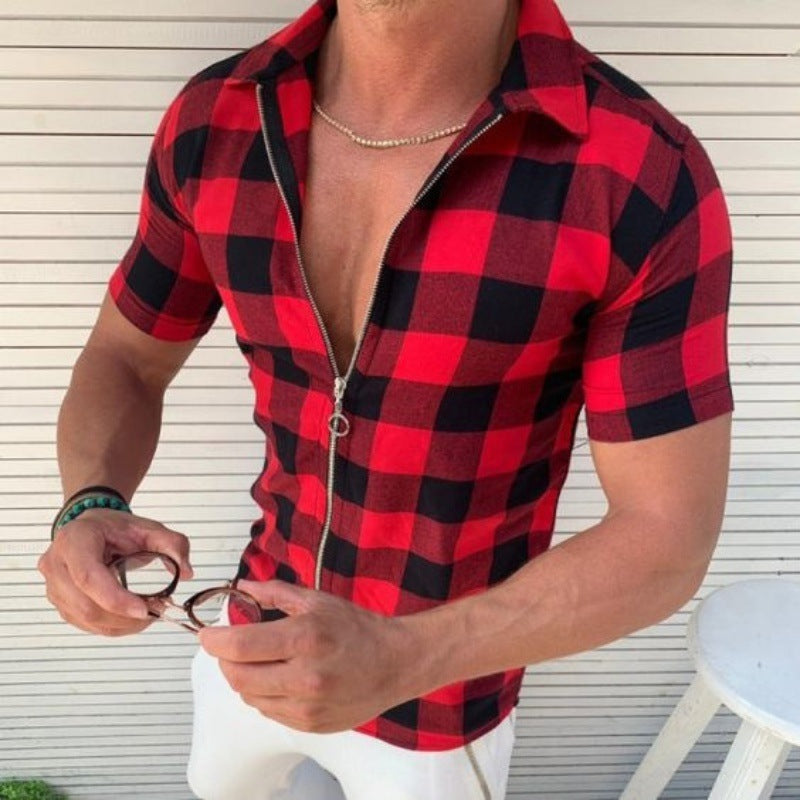 Men’s Plaid Zipper Shirt