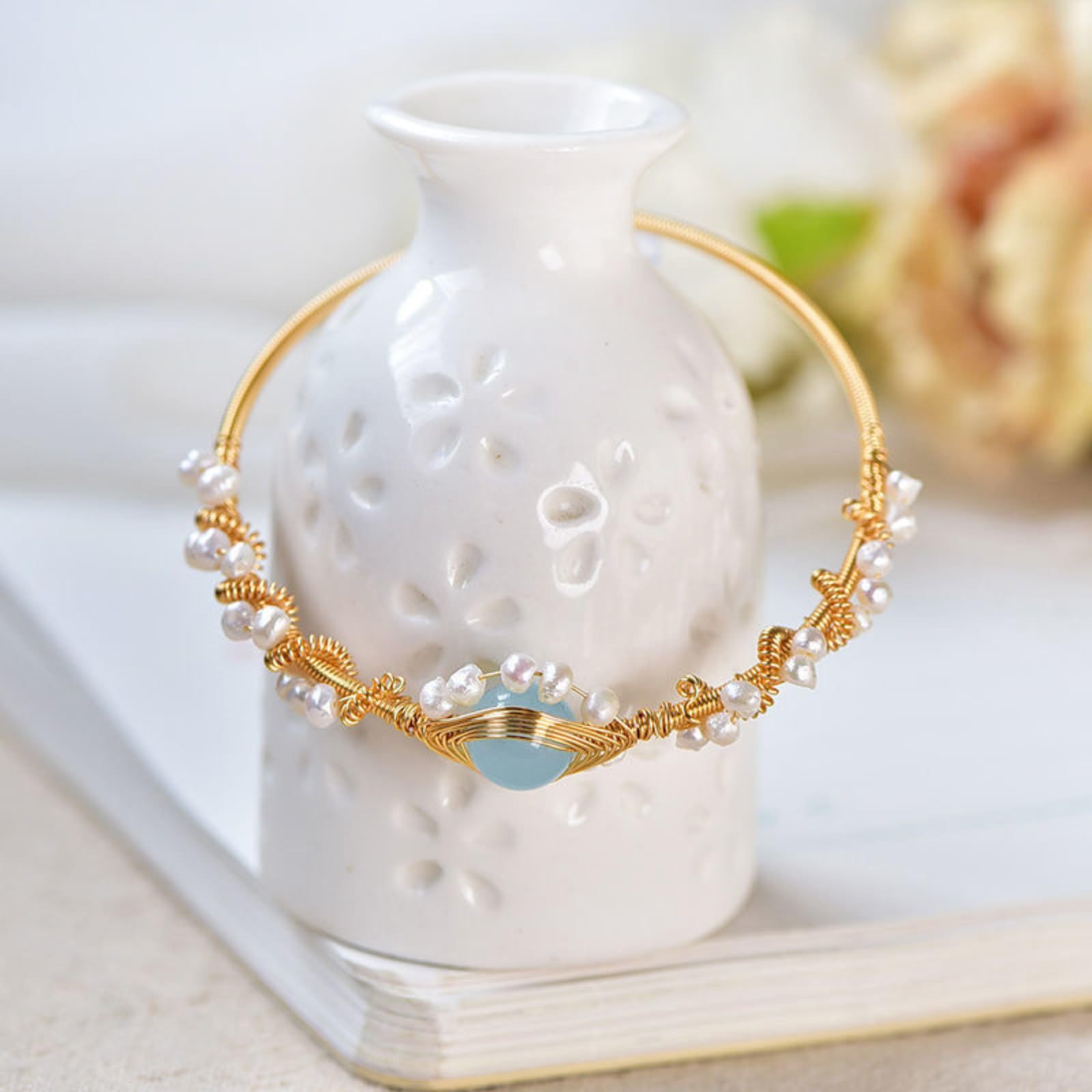 Gold-Plated Pearl Bracelet for Women