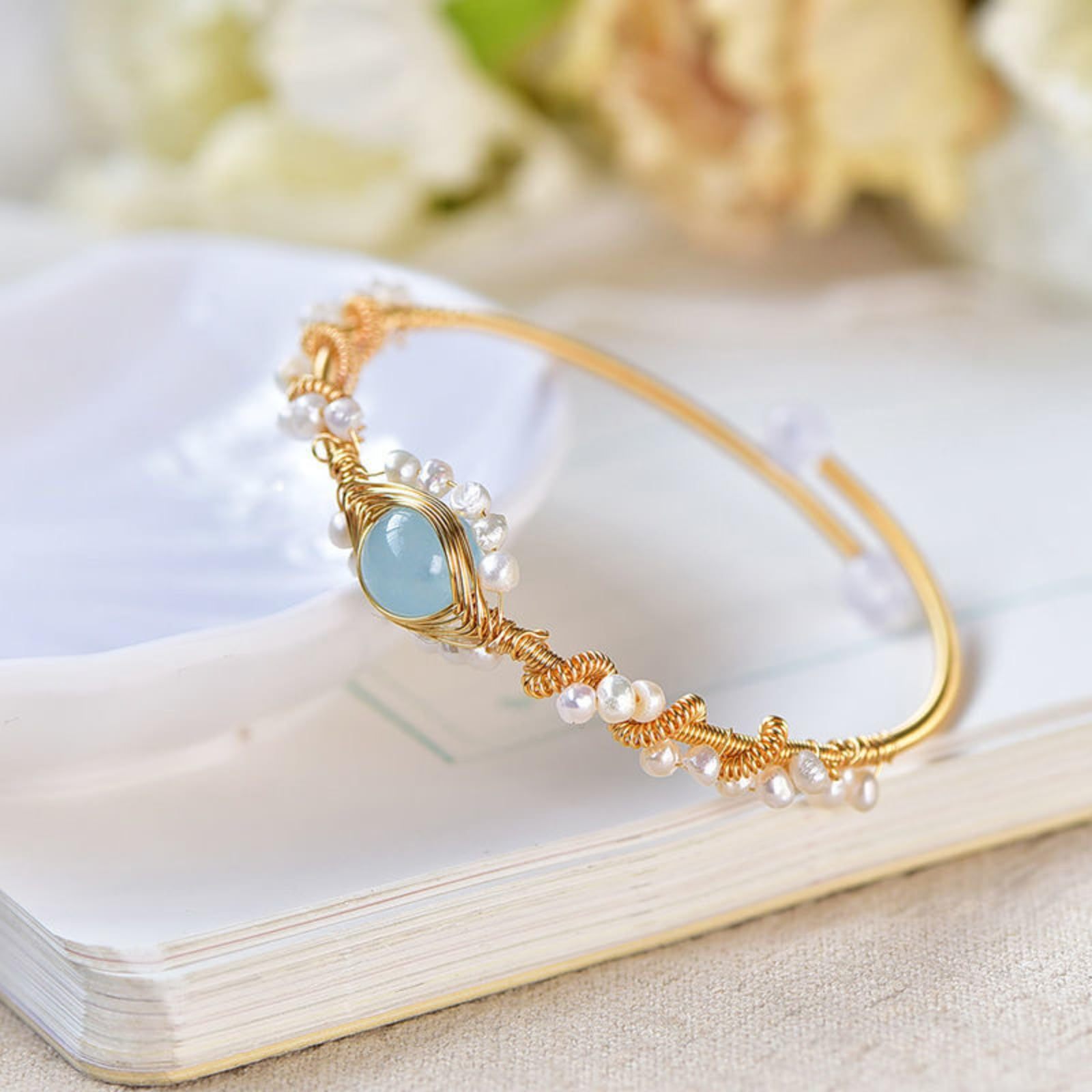 Gold-Plated Pearl Bracelet for Women
