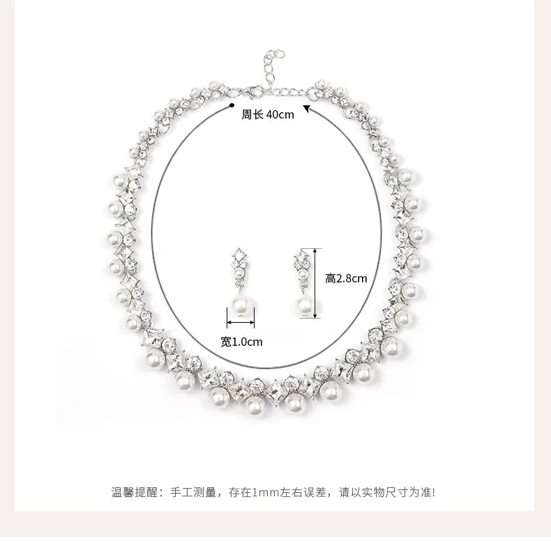 New pearl gemstone jewellery woman necklace set for women jewelry sets light luxury Women's earrings lock bone chain alloy