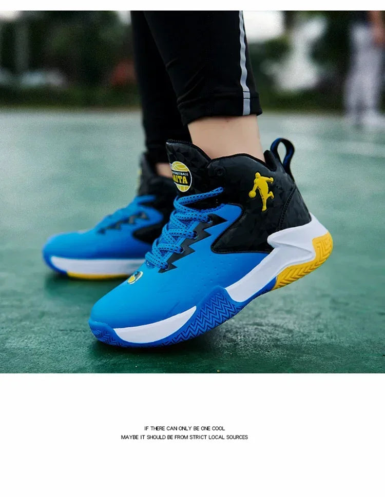Children Basketball Shoes for Boys Girls Kids Teenagers Breathable Non-slip Lace Up Indoor Outdoor Training Sneakers Tennis Shoe