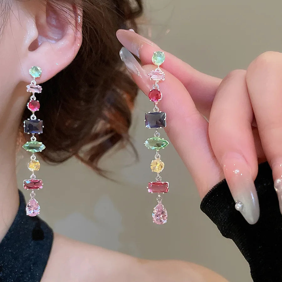 Brand 18K Gold Plated New Luxury Colourful Crystal Zircon Necklace For Women Fashion Party Jewelry Accessories Ladies Jewellery