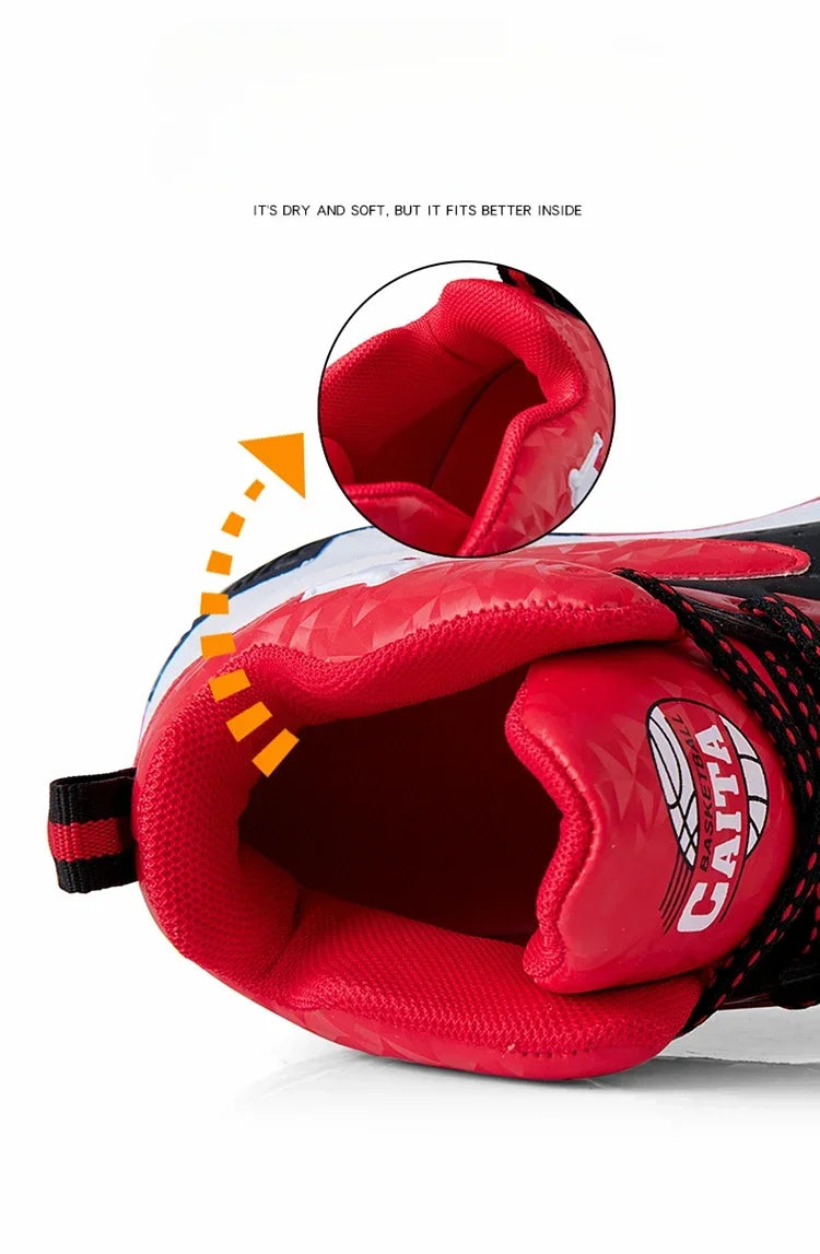 Children Basketball Shoes for Boys Girls Kids Teenagers Breathable Non-slip Lace Up Indoor Outdoor Training Sneakers Tennis Shoe