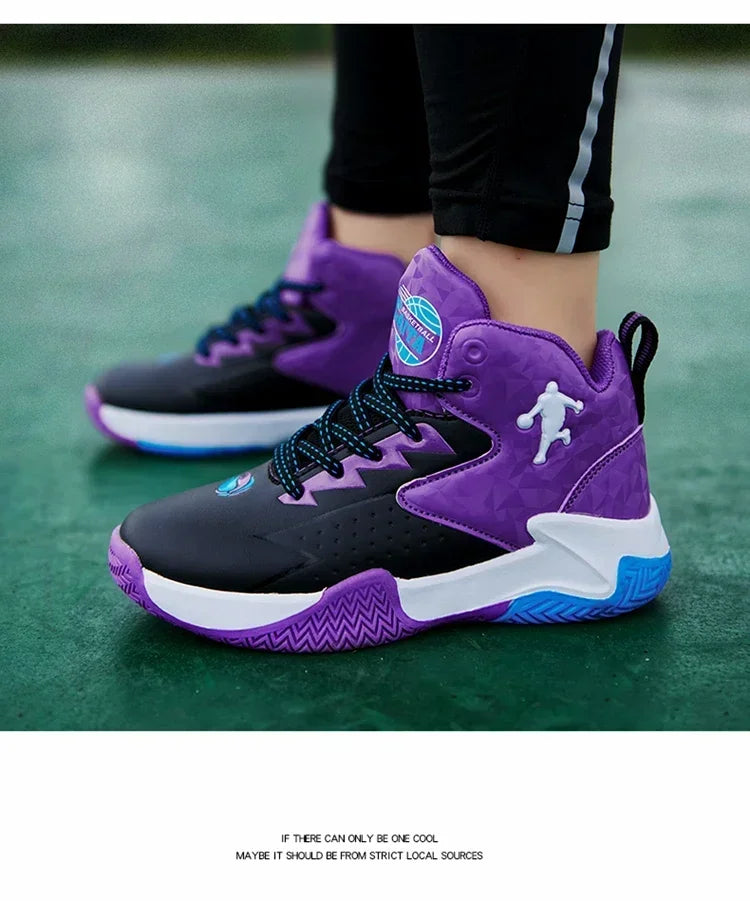 Children Basketball Shoes for Boys Girls Kids Teenagers Breathable Non-slip Lace Up Indoor Outdoor Training Sneakers Tennis Shoe