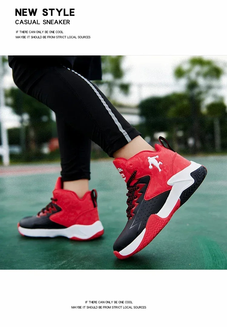 Children Basketball Shoes for Boys Girls Kids Teenagers Breathable Non-slip Lace Up Indoor Outdoor Training Sneakers Tennis Shoe