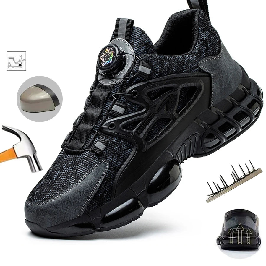 Indestructible Steel Toe Protective Safety Shoes Slip Resistant Abrasion Resistant Work Shoes Men Tough Comfortable Sneaker ﻿