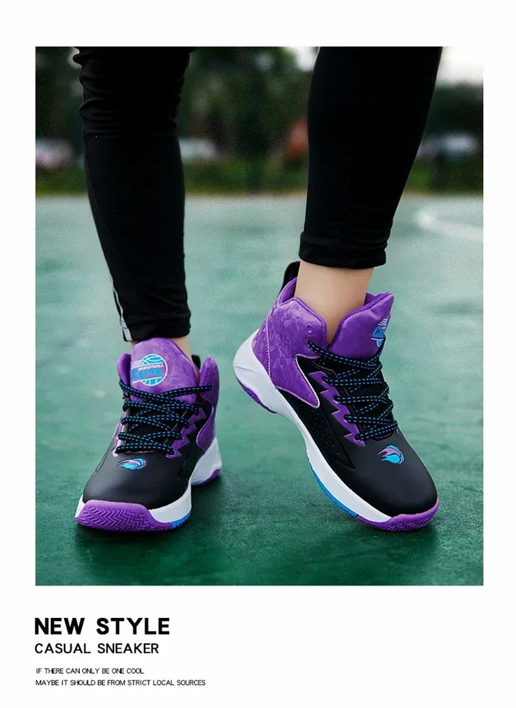 Children Basketball Shoes for Boys Girls Kids Teenagers Breathable Non-slip Lace Up Indoor Outdoor Training Sneakers Tennis Shoe