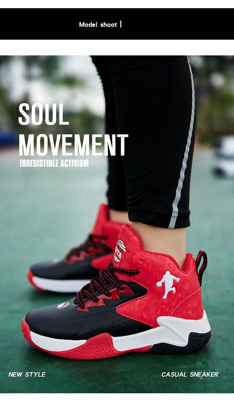 Children Basketball Shoes for Boys Girls Kids Teenagers Breathable Non-slip Lace Up Indoor Outdoor Training Sneakers Tennis Shoe