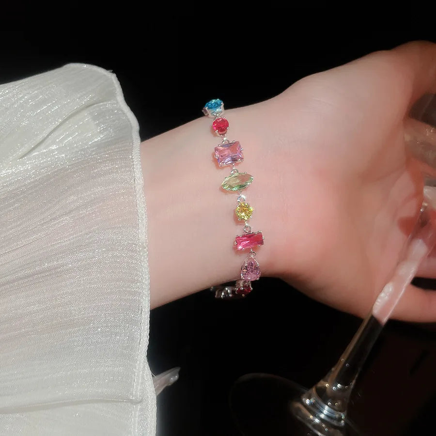 Brand 18K Gold Plated New Luxury Colourful Crystal Zircon Necklace For Women Fashion Party Jewelry Accessories Ladies Jewellery