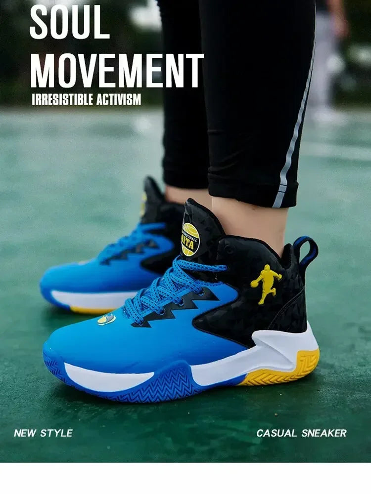 Children Basketball Shoes for Boys Girls Kids Teenagers Breathable Non-slip Lace Up Indoor Outdoor Training Sneakers Tennis Shoe