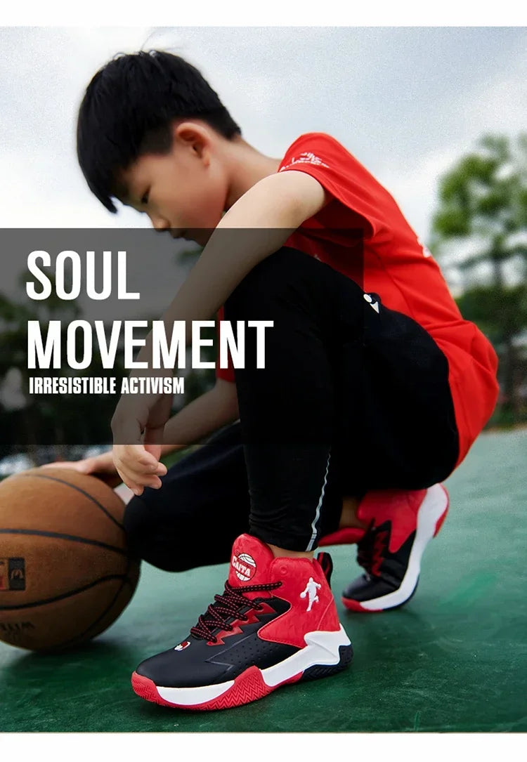 Children Basketball Shoes for Boys Girls Kids Teenagers Breathable Non-slip Lace Up Indoor Outdoor Training Sneakers Tennis Shoe