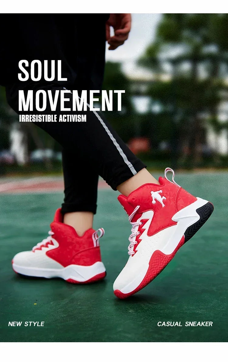 Children Basketball Shoes for Boys Girls Kids Teenagers Breathable Non-slip Lace Up Indoor Outdoor Training Sneakers Tennis Shoe
