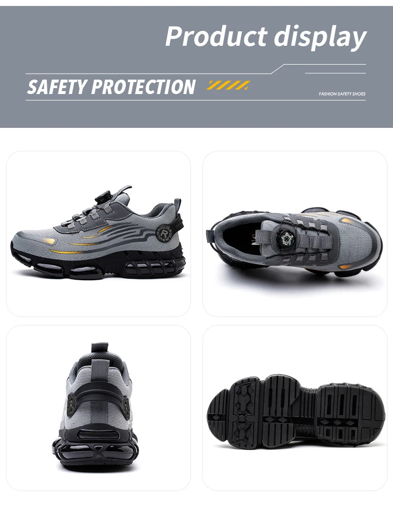 Indestructible Steel Toe Protective Safety Shoes Slip Resistant Abrasion Resistant Work Shoes Men Tough Comfortable Sneaker ﻿