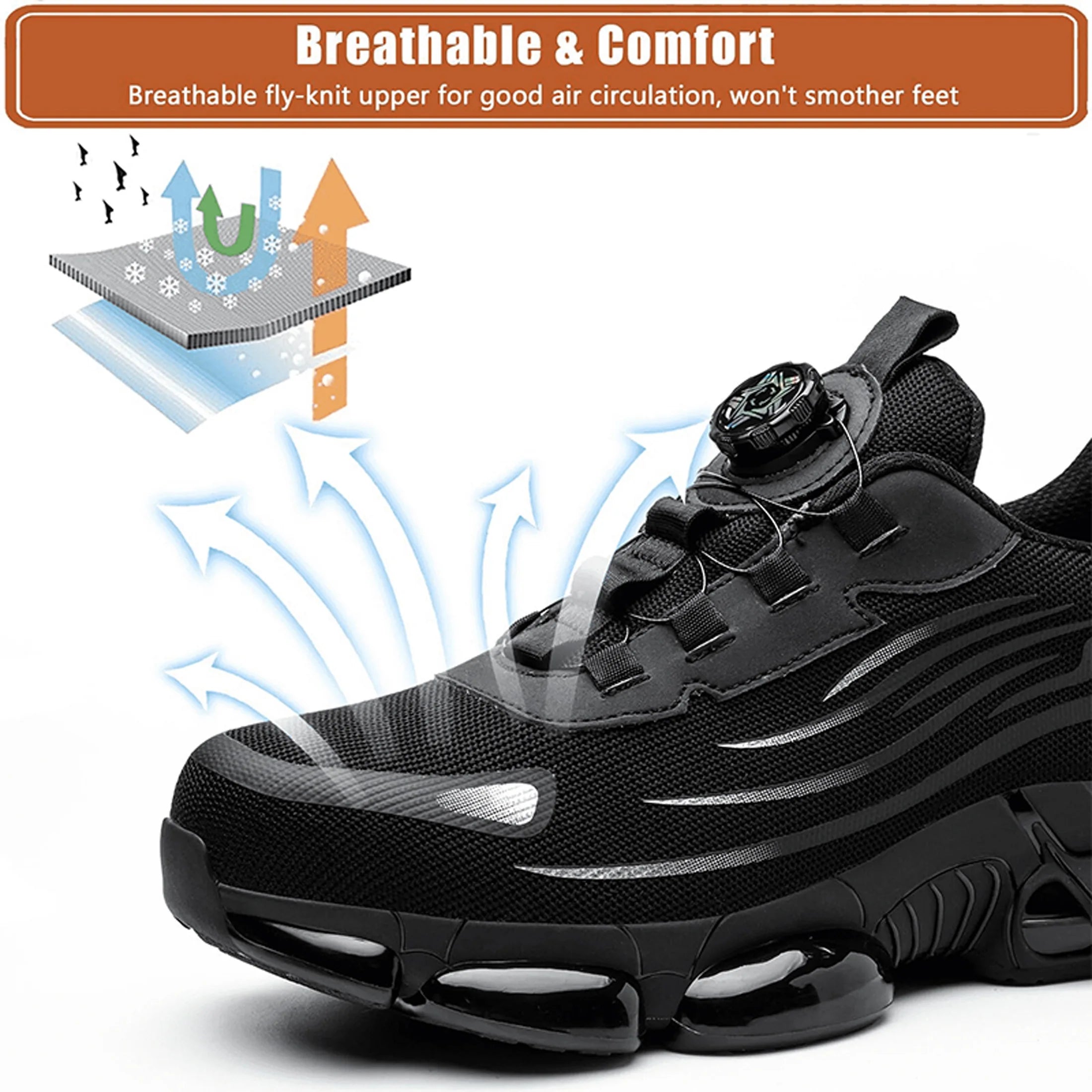 Indestructible Steel Toe Protective Safety Shoes Slip Resistant Abrasion Resistant Work Shoes Men Tough Comfortable Sneaker ﻿