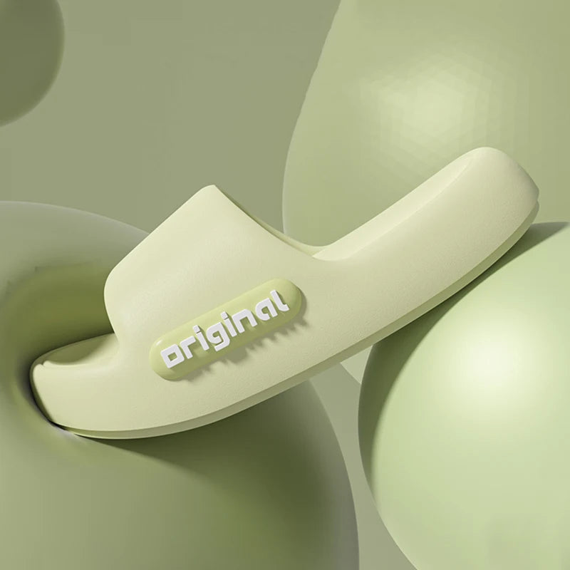 Thick Platform Pillow Slippers Women 2025 Summer Soft Sole Eva Cloud Slippers Woman Letter Print Non Slip Indoor House Shoes