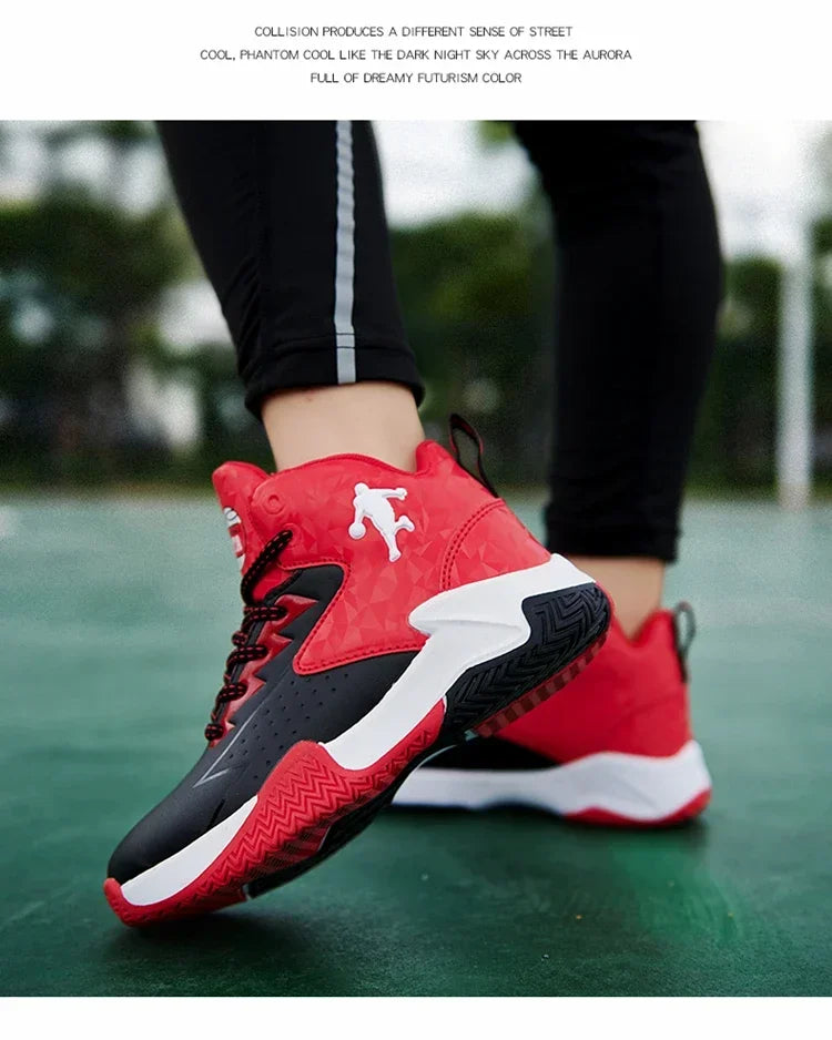 Children Basketball Shoes for Boys Girls Kids Teenagers Breathable Non-slip Lace Up Indoor Outdoor Training Sneakers Tennis Shoe