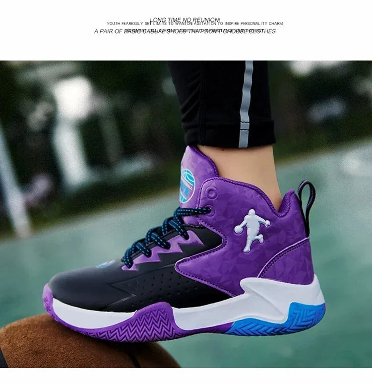Children Basketball Shoes for Boys Girls Kids Teenagers Breathable Non-slip Lace Up Indoor Outdoor Training Sneakers Tennis Shoe
