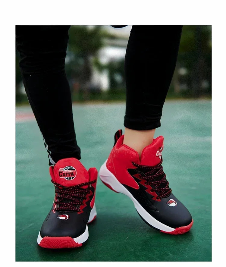 Children Basketball Shoes for Boys Girls Kids Teenagers Breathable Non-slip Lace Up Indoor Outdoor Training Sneakers Tennis Shoe