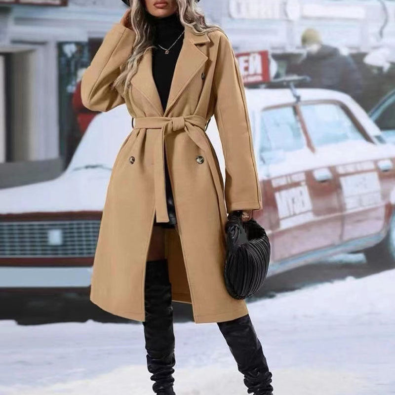 Chic Belted Trench Coat – Elegant Winter Style