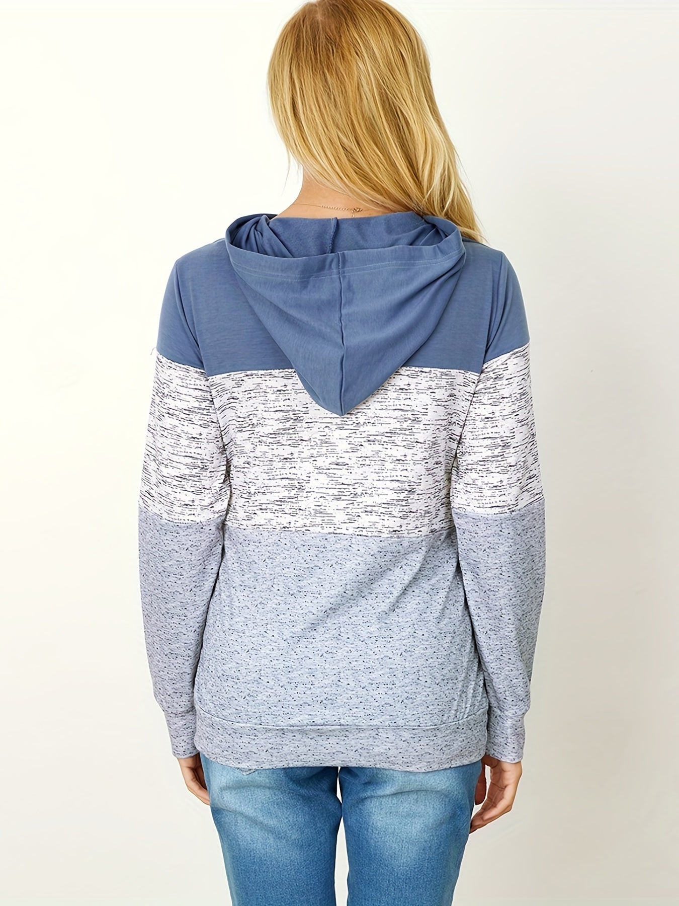 Women's Maternity Contrast Color Hooded Sweatshirt For Fall Winter, Fashion Casual Patchwork Breast Feeding Hoodies, Pregnant Women's Clothing