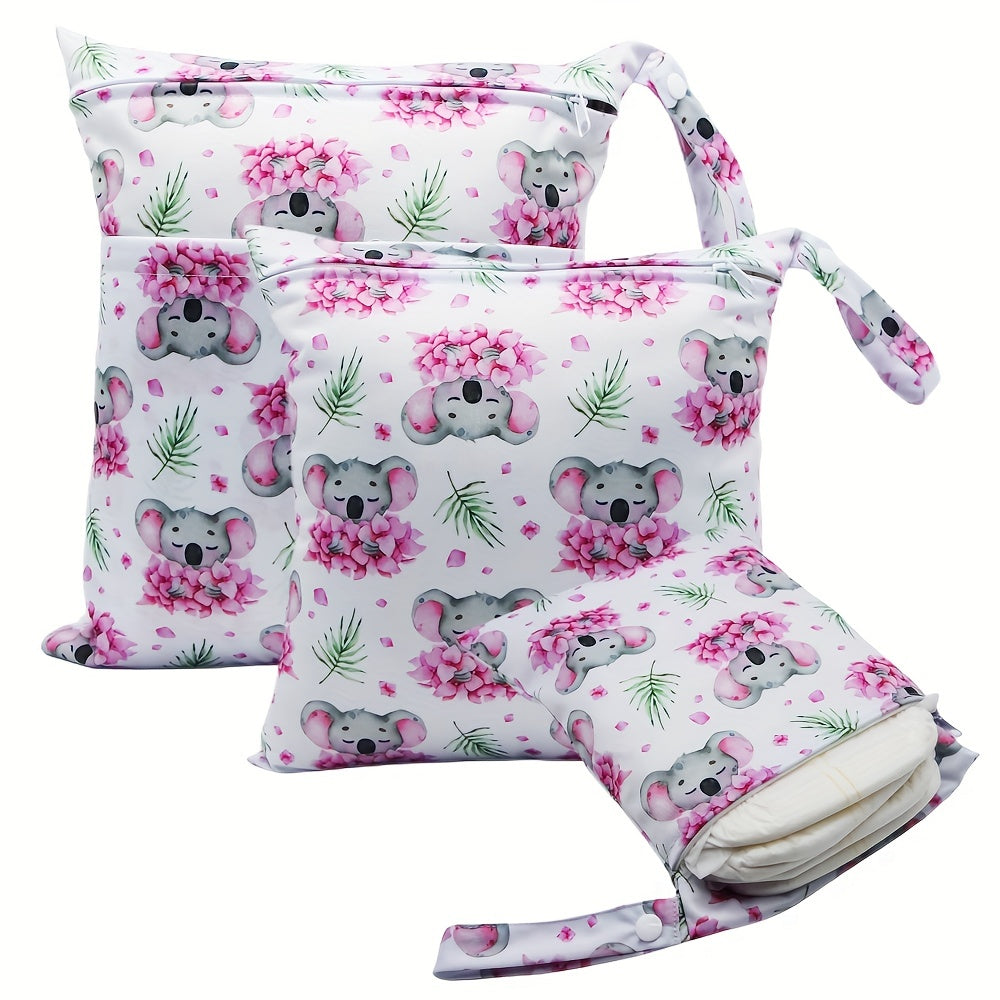 Asenappy 3pcs Waterproof Diaper Bags - Reusable, Wet/Dry Cloth Diaper & Breast Pump Organizer with Dual Zippered Pockets and Handle - Perfect for Beach, Pool, Gym, Yoga, Daycare - Mixed Colors