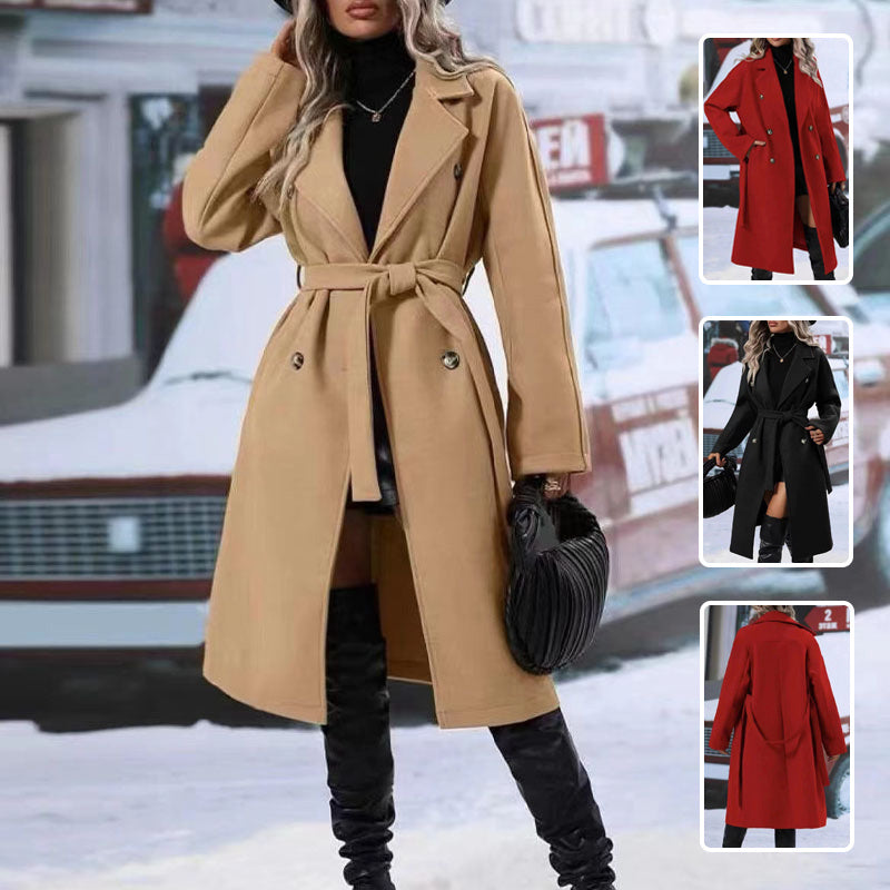 Chic Belted Trench Coat – Elegant Winter Style