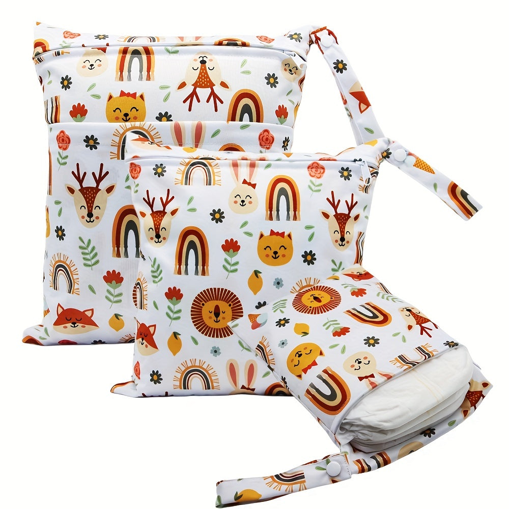 Asenappy 3pcs Waterproof Diaper Bags - Reusable, Wet/Dry Cloth Diaper & Breast Pump Organizer with Dual Zippered Pockets and Handle - Perfect for Beach, Pool, Gym, Yoga, Daycare - Mixed Colors