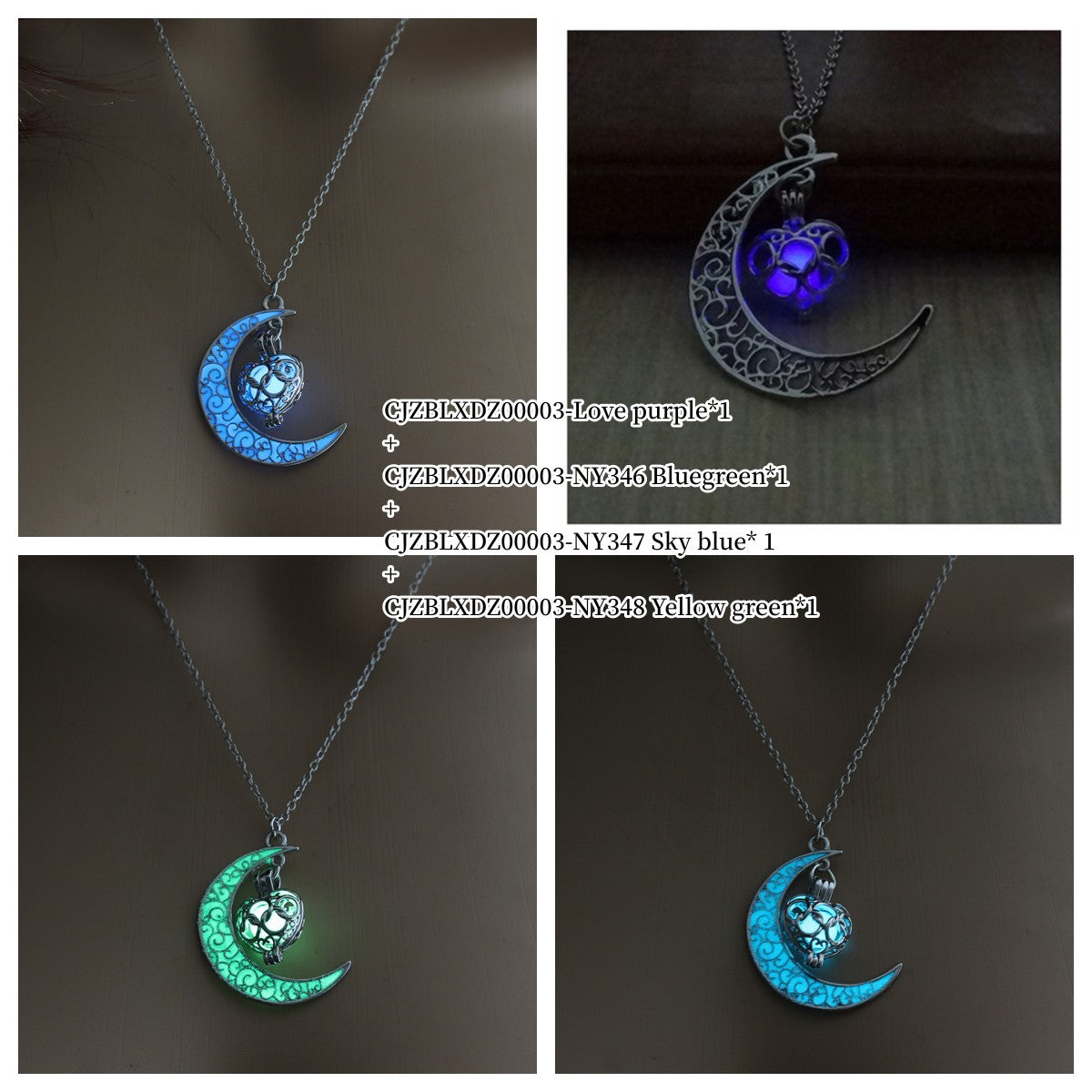 Silver-Plated Glowing Pendant Necklace