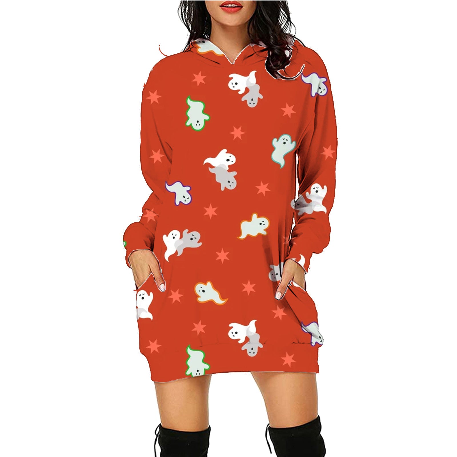 Women's Halloween Print Long Hoodie