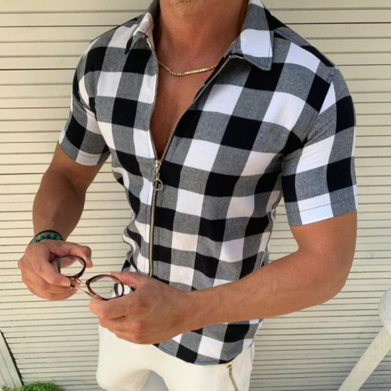 Men’s Plaid Zipper Shirt